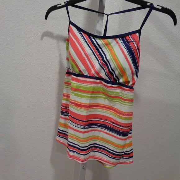 Nike Women's Tankini Swimsuit Top Padded Size 12 Striped - Picture 5 of 15